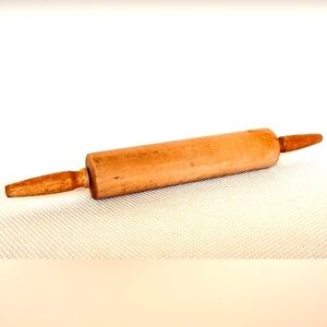 Vintage FOLEY Stamped 18" Wooden Natural Maple Rolling Pin w/Ball Bearings